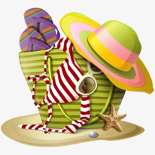 搜图中国 元素 >沙滩上的服饰帽子 帽子 矢量帽子 卡通帽 沙滩 草帽