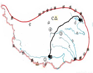 读"青藏地区"图,完成下列问题