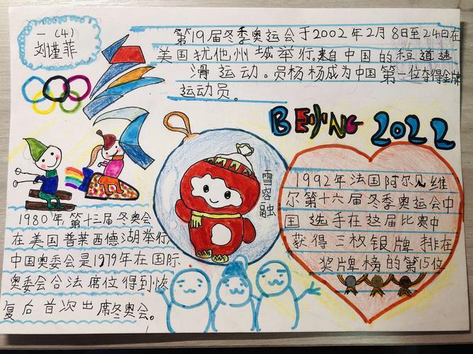 一年级四班刘谨菲冬奥会手抄报