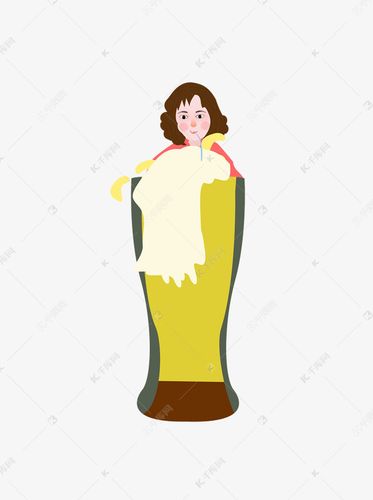 卡通女孩用吸管喝啤酒元素