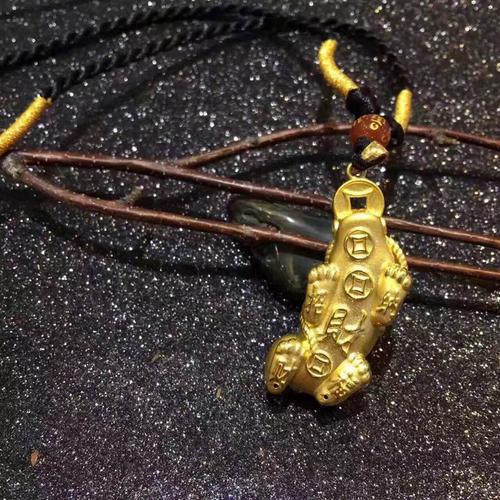 3d硬金 男士貔貅黄金吊坠 招财转运足金999项坠 生日送礼一件代发