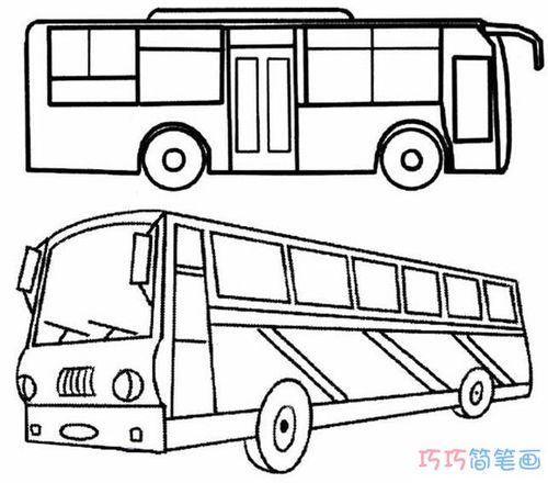 简单的公共汽车怎么画 公交车的简笔画步骤图