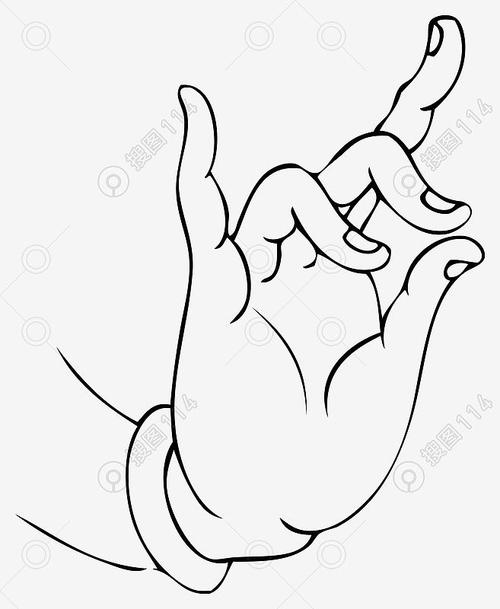 手绘线描兰花指素材