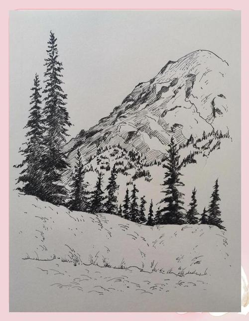 如何用钢笔速写山川雪景�️❄️