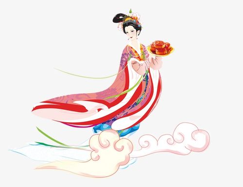 卡通手绘风格嫦娥奔月线条免扣元素