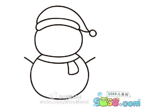 可爱小雪人的画法 一步一步教你画过圣诞节的雪人(4)