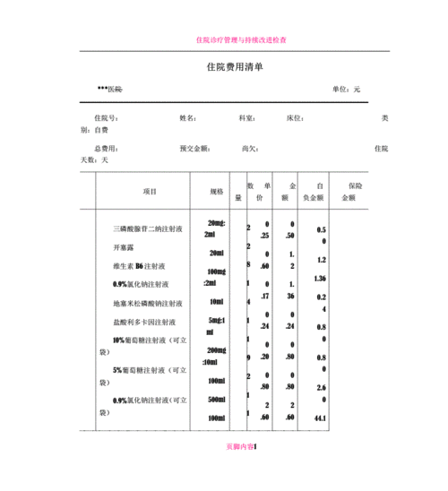 住院费用清单模板幼儿读物幼儿教育教育专区-住院费用