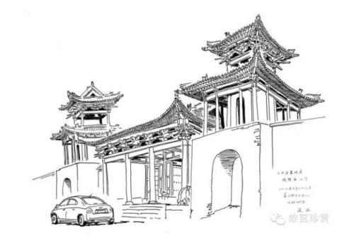 老城都古建筑简笔画