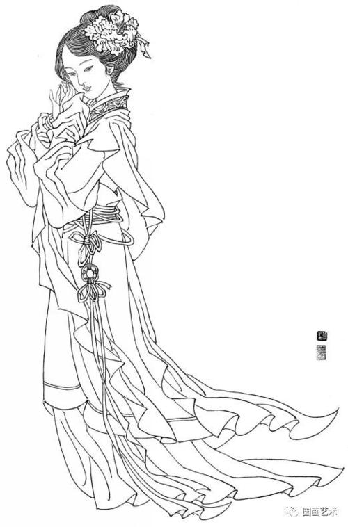 分享一组白描仕女图临摹好素材