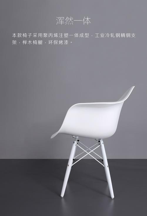 拉洛 白色极简伊姆斯扶手椅 工作室简约椅子 磨砂质感