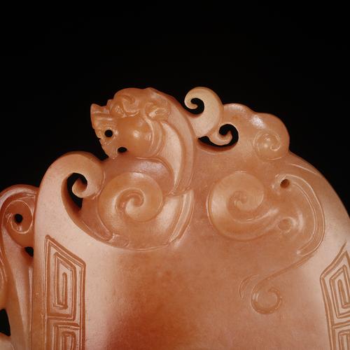 苏州玉雕名家孙永海作品《仿古龙凤》和田玉籽料黄沁精品大师工艺