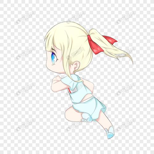 奔跑的女孩人物手绘