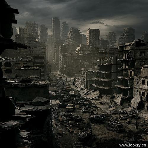 c4d场景世界末日废墟楼房建筑电影游戏灾难