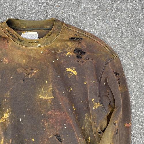 id good time磨烂脏染擦色小众做旧废土风水洗渐变超重磅圆领卫衣