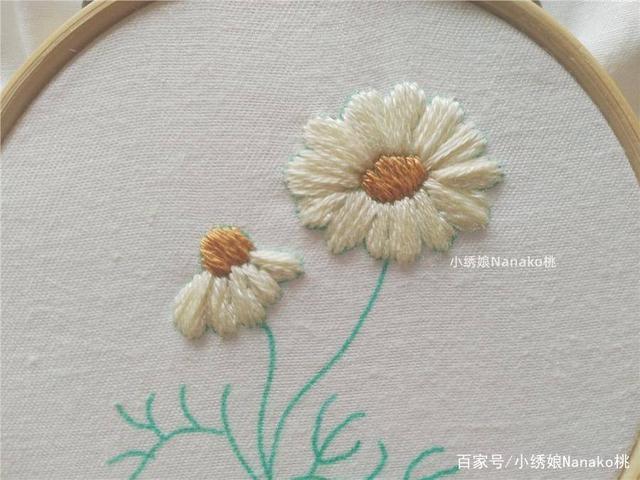 二十分钟,三种针法,就能轻松完成的daisy和风雏菊花朵刺绣教程