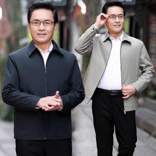 爸爸秋装男士外套30岁中年夹克衫35薄款40春秋季50成熟稳重上衣服