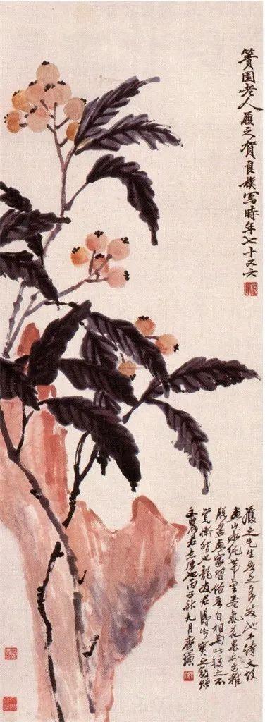 枇杷图(齐白石题款)