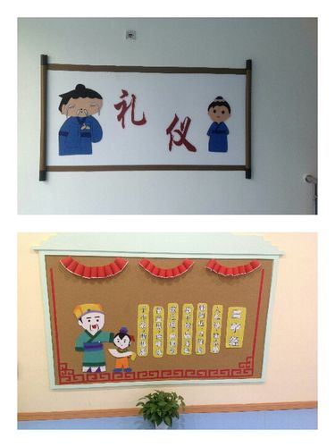 礼仪三字经,国学主题墙两个手工绘制而成的古代文人更是栩栩如生.