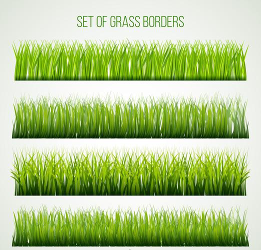 4款绿色茂盛草丛设计矢量素材