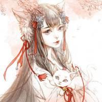 白色头发头像姐妹猫妖版【点击鼠标右键下载】