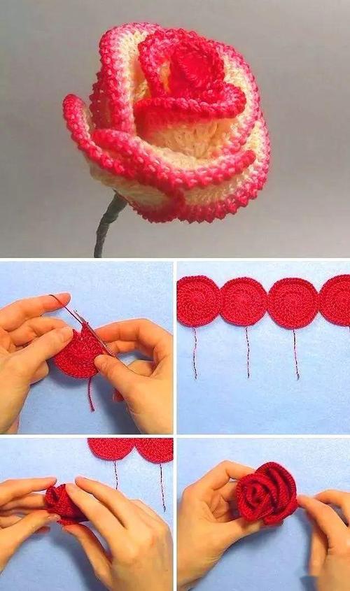 亲手钩织漂亮的玫瑰花附图解