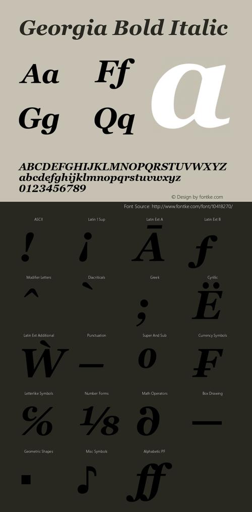 georgia bold italic version 6.01图片样张-字体样张-字客网