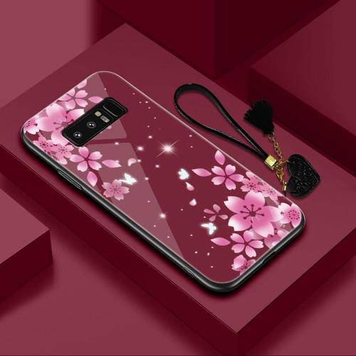 三星note8手机壳noto8樱花玻璃镜面galaxy保护套smn9500硅胶全包