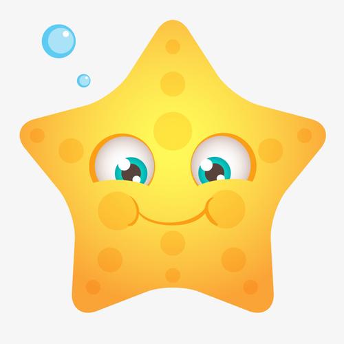 手绘可爱卡通海洋生物海星矢量素