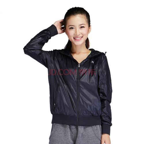 特步女装夹克2015秋季新款运动服时尚上衣外套987328120273 黑色 m