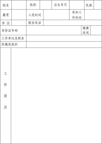 党代表预备人选登记表2