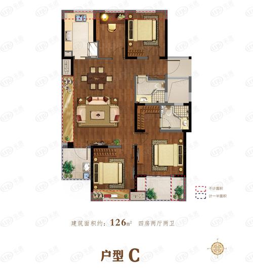 荣安翡翠半岛4室2厅2卫户型图 - 杭州乐居