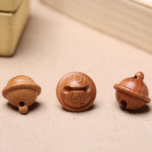 桃木手工雕刻铃铛diy项链吊坠汽车钥匙扣挂件小饰品材料配饰配件
