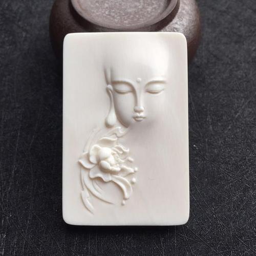 【d44733】猛犸象牙花开见佛吊坠