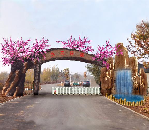 陕西西安假树大门景区门头安装定做