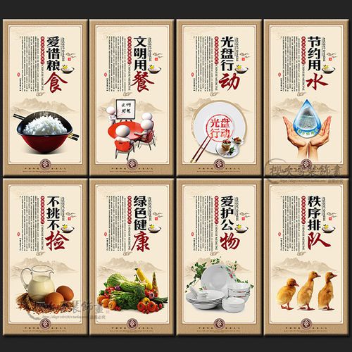 食堂文化装饰画工厂学校食堂文明标语挂画光盘行动餐饮文化壁画