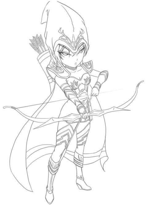 求一张lol寒冰射手的黑白q版图片,刻橡皮章用