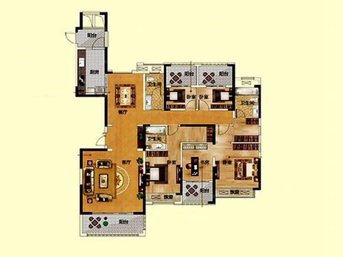瀚宇天悦湾e户型户型-瀚宇天悦湾5室2厅2卫约242平米