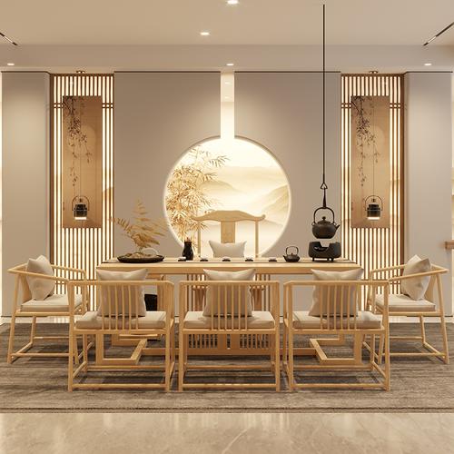 新中式实木茶桌椅组合禅意办公室现代简约洽谈茶几桌