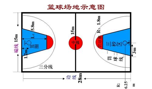 求标准篮球场平面尺寸图