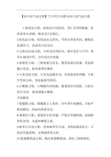 【补中益气汤方歌】72中药方剂歌诀补中益气汤方歌.doc