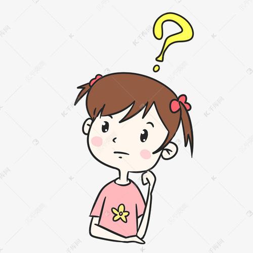 思考疑惑的卡通小学生小朋友小女