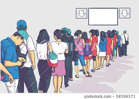 插图素材: illustration of crowd of people standing in line 查看