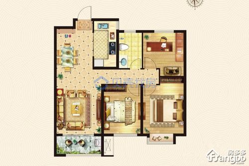 荣盛城3室2厅1卫户型图