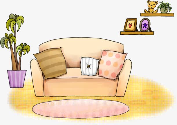 卡通沙发与盆栽