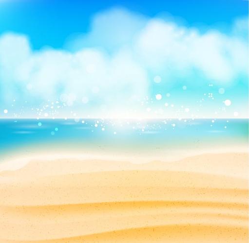 梦幻沙滩大海风景矢量素材