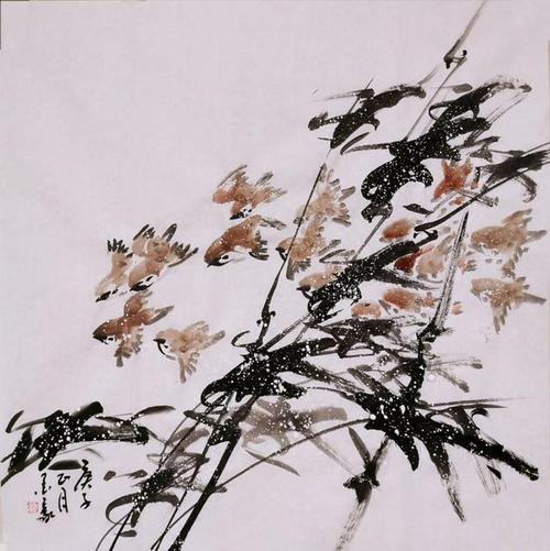 花鸟画作品                          《春暖花开时》墨豪 68～136