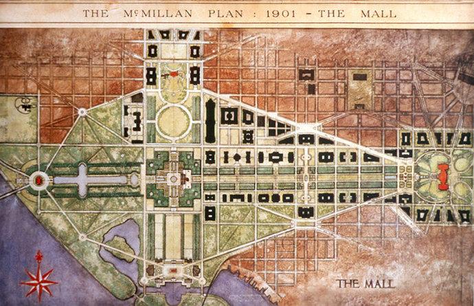 美国建筑大手笔,首都华盛顿市中心"国家广场(national mall)"的早期