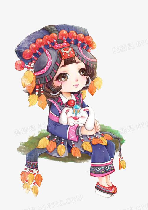 关键词:女孩手绘苗族卡通大眼睛女孩少数民族图精灵为您提供苗族女孩