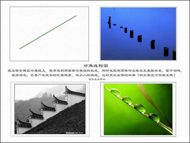 常见的一种构图形式,画面有动势感和纵深感.