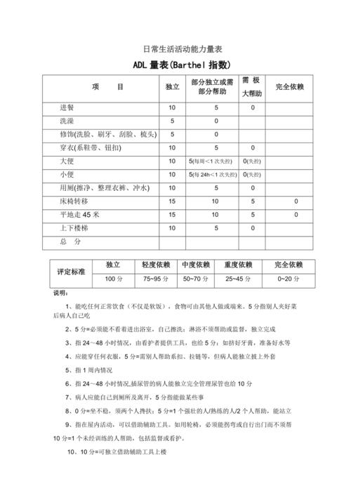 日常生活能力量表adl量表